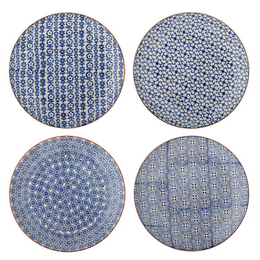 Bloomingville - Karine Tallerken, Blå, Stentøj - Ø25 × H2,5 cm, sæt med 4