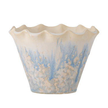 Bloomingville - Bertha Urtepotteskjuler, Blå, Stentøj - Ø14 × H10,5 cm