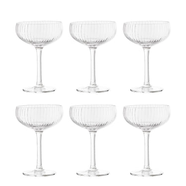 Bloomingville - Astrid Champagne Glas, Multipak, Klar, Glas - Ø11 × H15,5 cm, sæt med 6