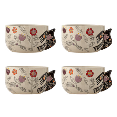 Bloomingville - Vivielle Skål, Multifarvet, Stentøj - Ø13 × H8 cm, sæt med 4