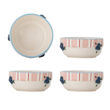 Bloomingville - Carry Skål, Rosa, Stentøj - Ø13,5 × H6 cm, sæt med 4