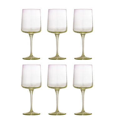 Bloomingville - Luciana Vinglas, Multifarvet, Glas - Ø7,5 × H21 cm, sæt med 6