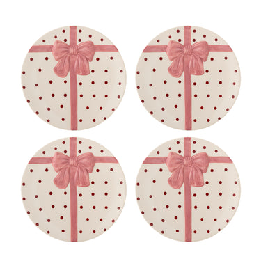 Bloomingville - Bowie Tallerken, Rosa, Stentøj - Ø20,5 × H2 cm, sæt med 4