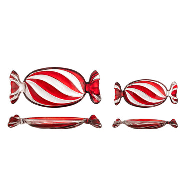 Bloomingville - Sweetie Serveringsfad, Rød, Glas - L24 × H3 × B10,5/L34 × H4 × B15 cm, sæt med 2