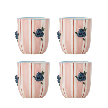 Bloomingville - Carry Kop, Rosa, Stentøj - Ø8 × H9 cm, sæt med 4