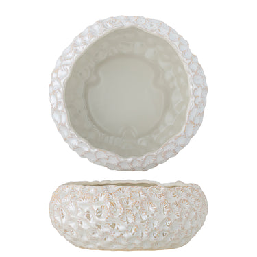 Bloomingville - Lowen Skål, Hvid, Stentøj - Ø24 × H10,5 cm