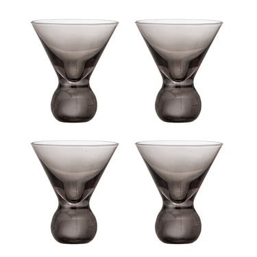 Bloomingville - Corliss Cocktailglas, Grå, Glas - Ø9,5 × H11 cm, sæt med 4