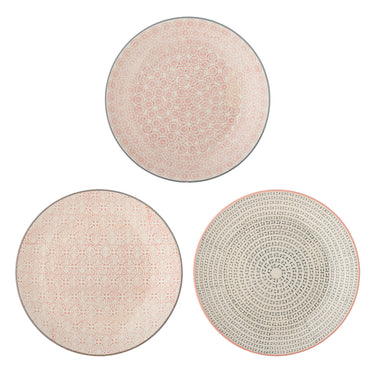 Bloomingville - Cécile Tallerken, Multifarvet, Stentøj - Ø25 × H3 cm, sæt med 3