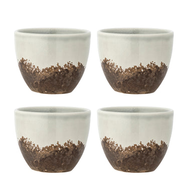 Bloomingville - Paula Kop, Multipak, Brun, Stentøj - Ø7 × H8 cm, sæt med 4