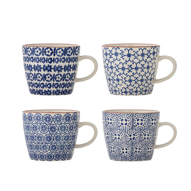 Bloomingville - Karine Krus, Blå, Stentøj - Ø9,5 × H8 cm, sæt med 4