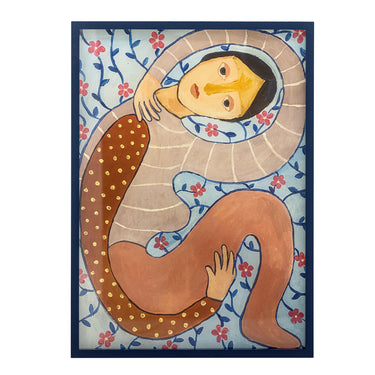 Bloomingville - Floriesta Illustration med ramme, Multifarvet, Fyrretræ - L52 × H72 × B2,5 cm
