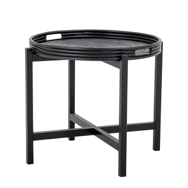 Bloomingville - Milli Bakkebord, Sort, Rattan - Ø60 × H47 cm