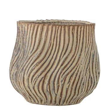 Bloomingville - Dua Urtepotteskjuler, Brun, Stentøj - Ø19 × H17 cm