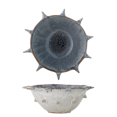 Bloomingville - Edie Skål, Blå, Stentøj - Ø22,5 × H8,5 cm