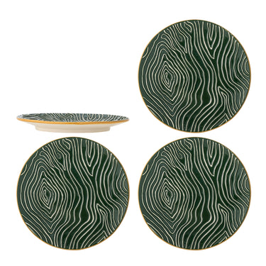 Bloomingville - Woodsby Tallerken, Multifarvet, Stentøj - Ø16 × H1,5 cm, sæt med 4
