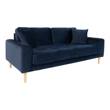 Lido 2,5 Personers Sofa i mørkeblåt velour med to puder HN1005 - Bolig og Haven