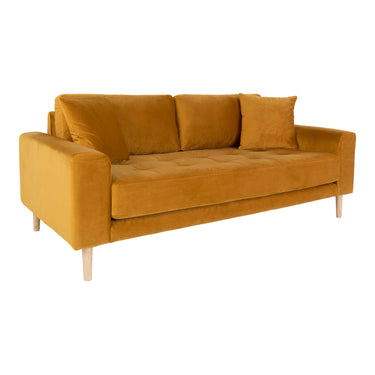 Lido 2,5 Personers Sofa i sennepsgult velour med to puder HN1004 - Bolig og Haven