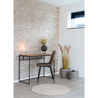 Vita - Skrivebord med sort ramme og egetræslook bordplade 100x45x75 cm - Bolig og Haven