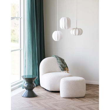 House Nordic - Hilo Puf – Off-White Chenille – 55x40x39 cm - Bolig og Haven