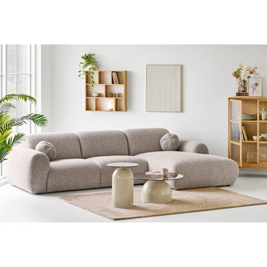 House Nordic - Ravello Sofabord Hærdet Glas/Metal Grå/Beige - Ø70 x 33 cm