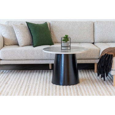 House Nordic - Brito Sofabord, Grå marmorlook, Ø60cmH:45cm