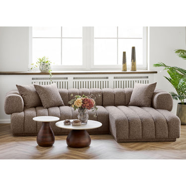 House Nordic - Heide Sofabord, mango træ/marmor, mørkebrun/hvid ø70x35 cm - Bolig og Haven