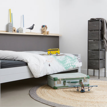 DENNIS BED 90X200 PINE CONCRETE CONCRETE GREY [fsc]
