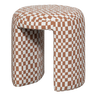 CHARLIE UPHOLSTERED STOOL CHECKERED PATTERN ORANGE