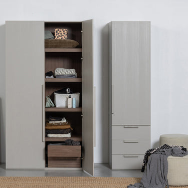RENS 2-DOORS WARDROBE LONG HANDLE WALNUT/PEBBLE GREY [fsc]