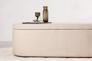 Venture Home - Potenza puf med opbevaring – Offwhite polyester – 130×50×47 cm - Bolig og Haven