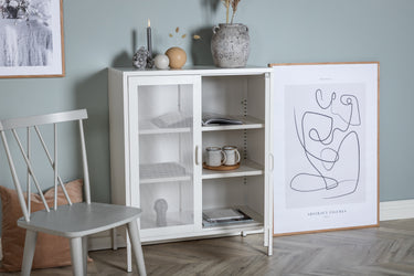 Venture Home Misha lavt skab – Hvid stål med netdøre – 80×102×40 cm - Bolig og Haven