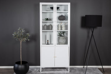 Venture Home - Bakal Vitrineskab, hvid metal, 190x80x41cm