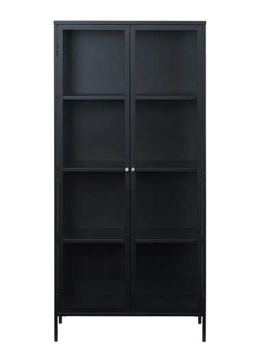 Carmel Højskab, 190 cm - Sort Metal med 2 Glaslåger