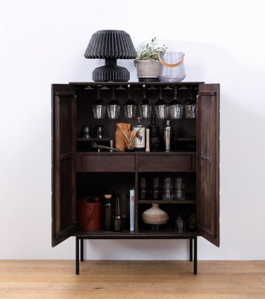 Latina Barskab, Mørk Espresso Brun, 90x44,8x130 cm