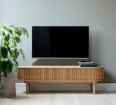Carno TV-bord/Skænk - Naturlig Eg med Skydelåger, 160x45x48cm - Bolig og Haven