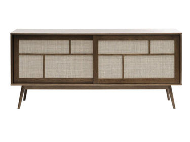 Barrali Skænk - Smoked Eg med Rattan - Nordisk Design, 180x80x45cm - Bolig og Haven