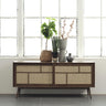 Barrali Skænk - Smoked Eg med Rattan - Nordisk Design, 180x80x45cm - Bolig og Haven