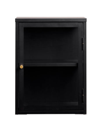 Carmel Vægskab - Sort Metal med Glaslåge, 45x60x25cm