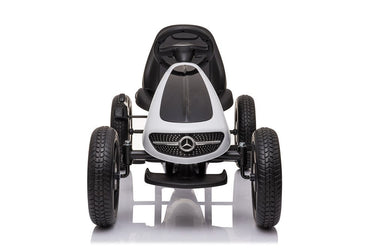 Mercedes Benz, Go-Kart med gummihjul – sportssæde og håndbremse (3-8 år), hvid