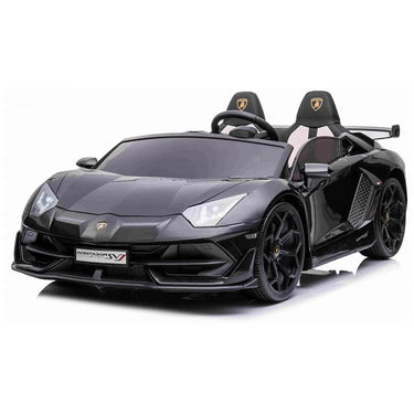 License - Lamborghini Aventador SJV, m. driftfunktion, lædersæder, 2 sæder, sort, m.fjernbetjening