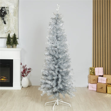 Juletræ kunstig smalt PVC "BLING", Klasse C, 180 x 68 cm, sølv