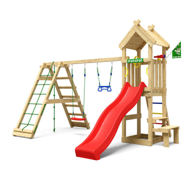 Jungle Gym - Legetårn Jungle Gym Totem m/2-klatre modul 200 og rød rutschebane
