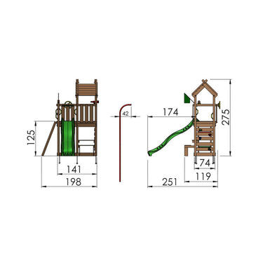 Jungle Gym - Legetårn Jungle Gym Teepee m/ grøn rutschebane