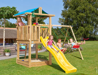 Jungle Gym - Legetårn Jungle Gym Hut 2.1 m/2-Swing Module 220 ekskl. rutschebane