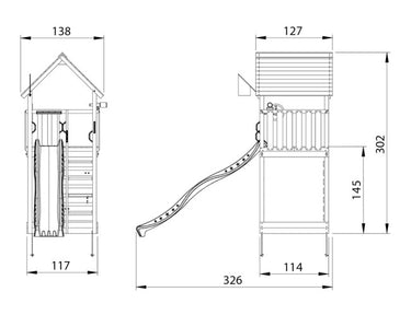 Jungle Gym - Legetårn Jungle Gym Cabin 2.1 m/grøn rutschebane