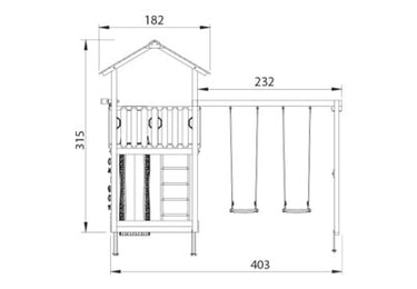 Jungle Gym - Legetårn Jungle Gym Chalet 2.1 m/2-Swing Module 220 og grøn rutschebane