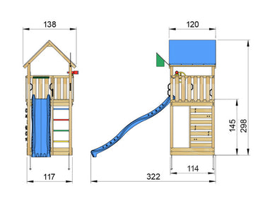 Jungle Gym - Legetårn Jungle Gym Lodge 2.1 inkl. blå rutschebane