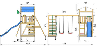 Jungle Gym - Legetårn Jungle Gym Fort 2.1 inkl. Climb Module og blå rutschebane