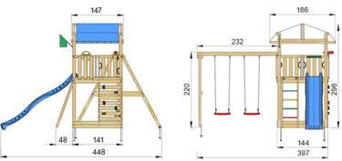 Jungle Gym - Legetårn Jungle Gym Fort 2.1 inkl. blå rutschebane