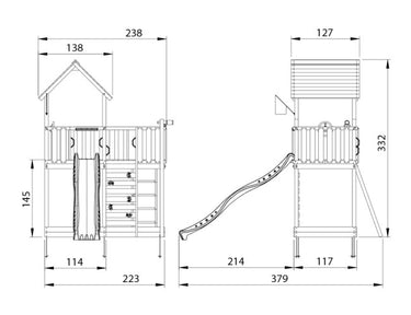 Jungle Gym - Legetårn Jungle Gym Mansion 2.1 m/grøn rutsjebane